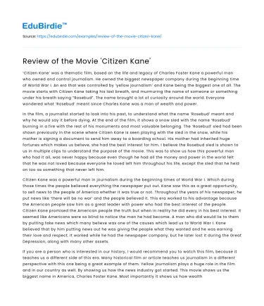 Review of the Movie ‘Citizen Kane’