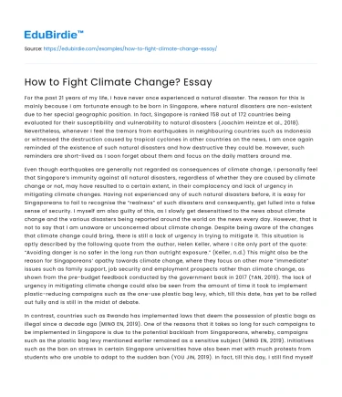 How to Fight Climate Change? Essay