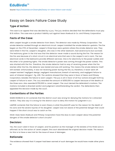Essay on Sears Failure Case Study
