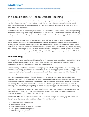 The Peculiarities Of Police Officers’ Training