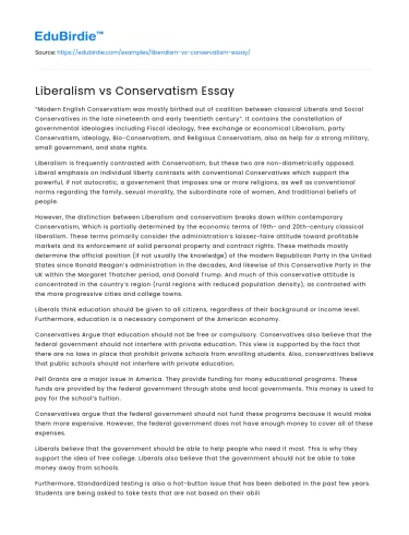 Liberalism and Conservatism: Ideological Dichotomy