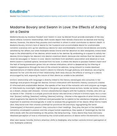 Madame Bovary and Swann in Love: the Effects of Acting on a Desire