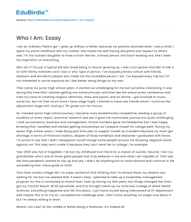 Who I Am: Essay