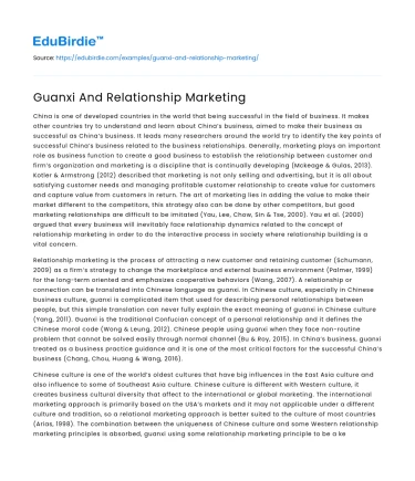Guanxi And Relationship Marketing