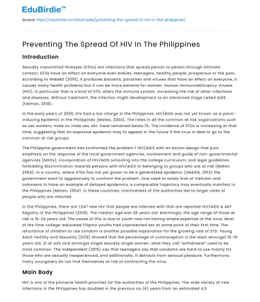 Preventing The Spread Of HIV In The Philippines