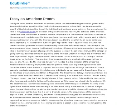 Essay on American Dream