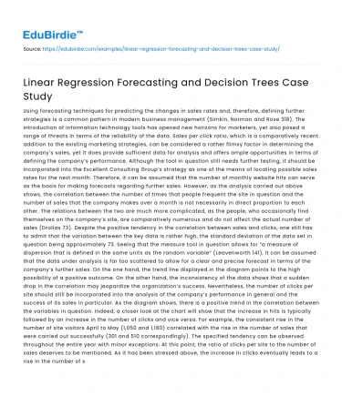 Linear Regression Forecasting and Decision Trees Case Study