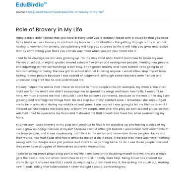 Role of Bravery in My Life