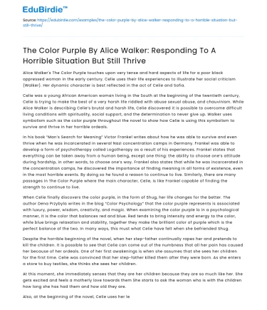 Thriving in Horrible Situations: The Color Purple