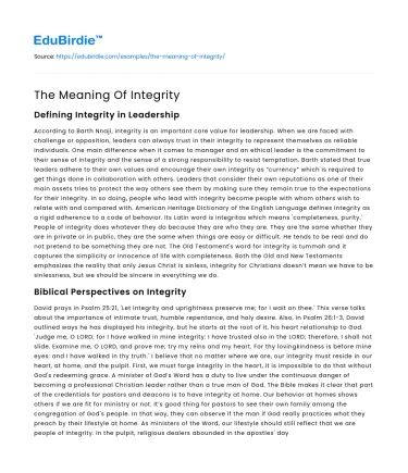 The Meaning Of Integrity