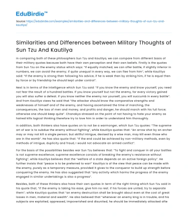 Military Thoughts: Sun Tzu vs Kautilya