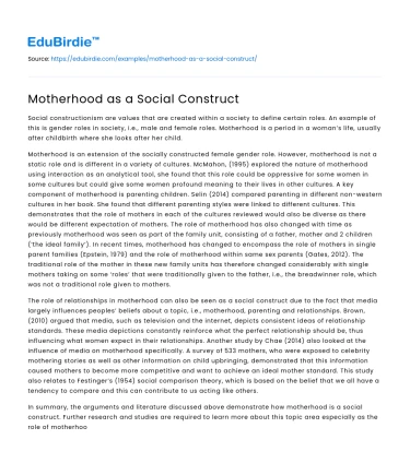 Motherhood as a Social Construct