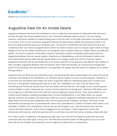Augustine View On An Innate Desire