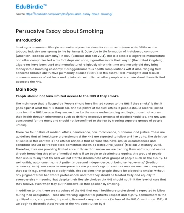 Persuasive Essay about Smoking