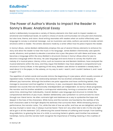 Impact of Author’s Words in Sonny’s Blues