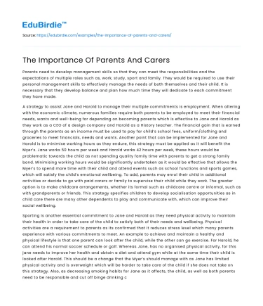 The Critical Role of Parents and Caregivers