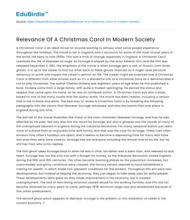 Relevance Of A Christmas Carol In Modern Society