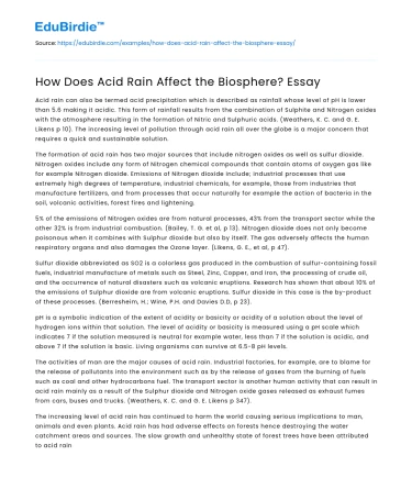 How Does Acid Rain Affect the Biosphere? Essay