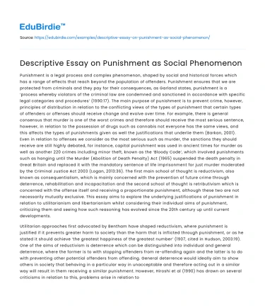 Descriptive Essay on Punishment as Social Phenomenon