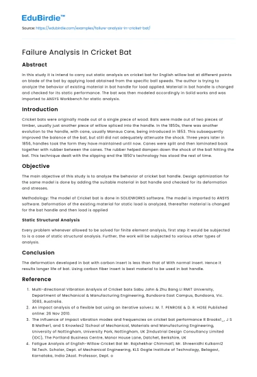 Failure Analysis In Cricket Bat