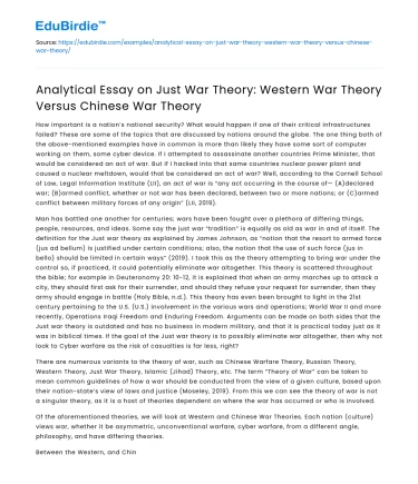 Comparison of Western vs Chinese War Theory