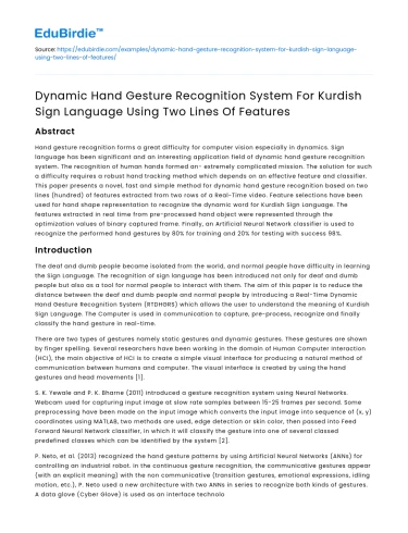 Dynamic Kurdish Sign Language Gesture Recognition with New Features