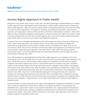 Human Rights Approach In Public Health
