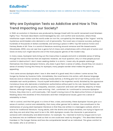 Impact of Dystopian Texts on Society