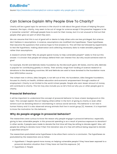 Can Science Explain Why People Give To Charity?