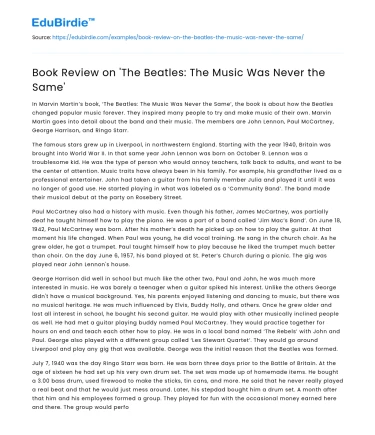 Book Review on ‘The Beatles: The Music Was Never the Same’