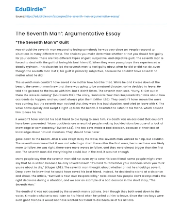 The Seventh Man’: Argumentative Essay