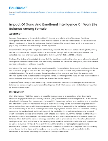 Guna and Emotional Intelligence’s Impact on Female Work-Life Balance