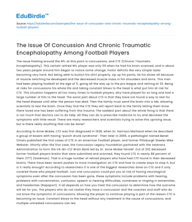 Concussion and CTE in Football Players