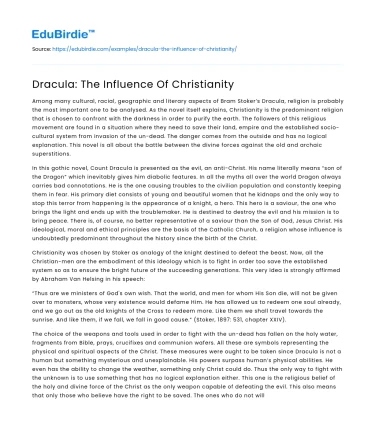 Dracula: The Influence Of Christianity