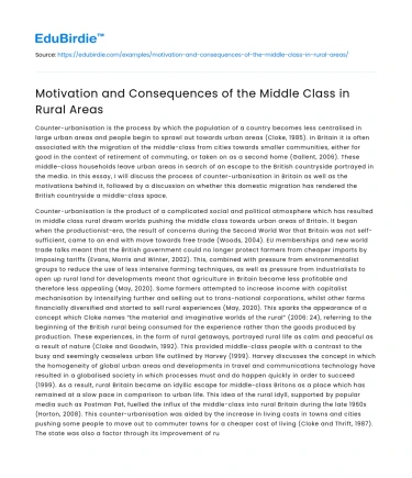 Motivation and Consequences of the Middle Class in Rural Areas