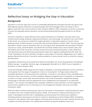 Reflective Essay on Bridging the Gap in Education