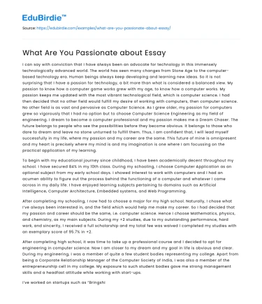 What Are You Passionate about Essay