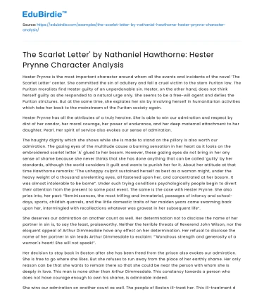 Character Analysis of Hester Prynne in The Scarlet Letter