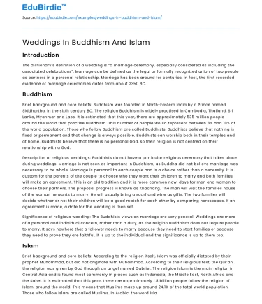 Weddings In Buddhism And Islam