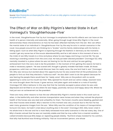 War’s Impact on Billy Pilgrim’s Mental State in ‘Slaughterhouse-Five’