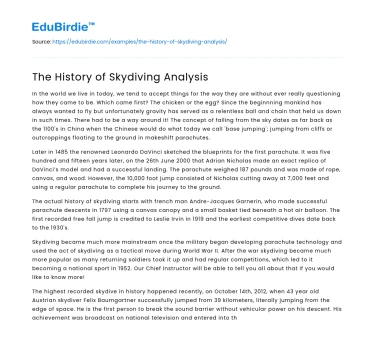 The History of Skydiving Analysis