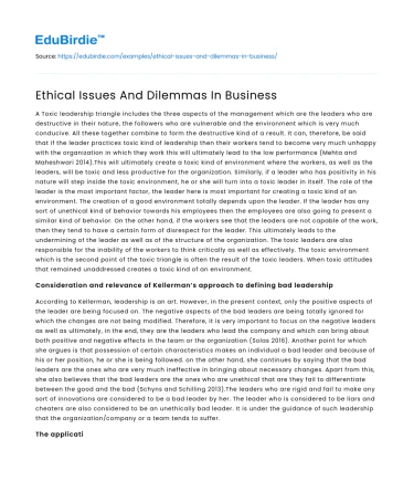 Ethical Issues And Dilemmas In Business