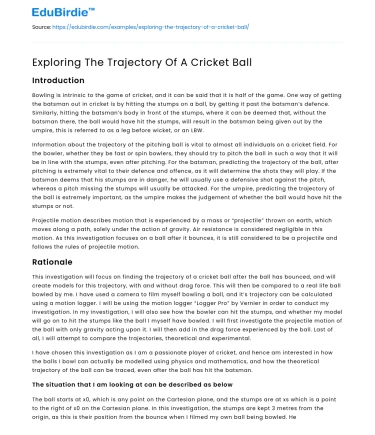 Exploring The Trajectory Of A Cricket Ball