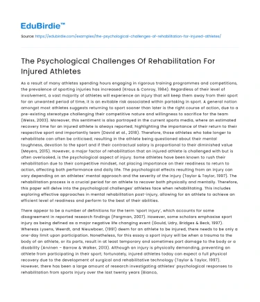 The Psychological Challenges Of Rehabilitation For Injured Athletes