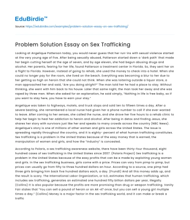 Problem Solution Essay on Sex Trafficking