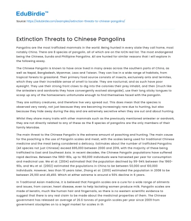 Extinction Threats to Chinese Pangolins