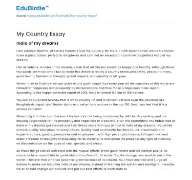 My Country Essay