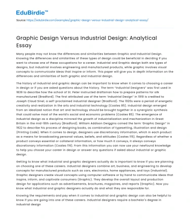 Graphic Design Versus Industrial Design: Analytical Essay