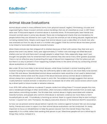 Animal Abuse Evaluations