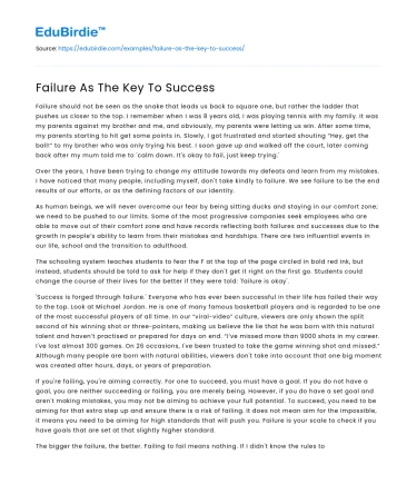Failure As The Key To Success